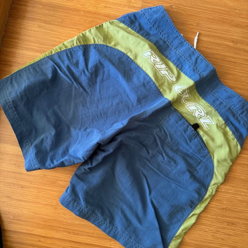 Rip Curl boardshort used, blue with green detail, size M