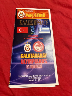 Πρόγραμμα αγώνα Γαλατάσαραϊ Ολυμπιακός μεταχειρισμένο 2008