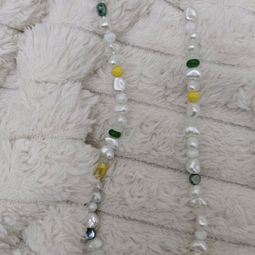 Necklace with lemon new, handmade with pearl-type beads