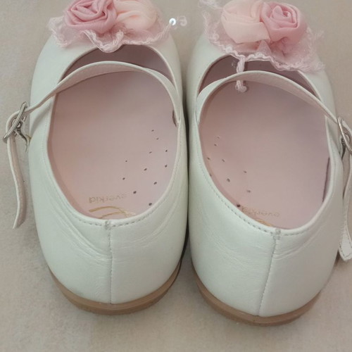 Everkid leather girls' ballerinas new, size 24, off white