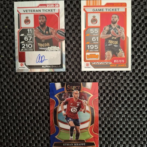 EuroLeague Panini Prizm Cards Mike James Alpha Diallo Ethan Mbappe like new