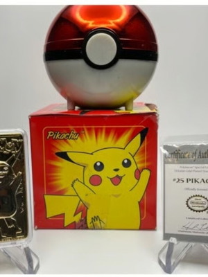 Pikachu #25 Collectible Card with 23K Gold Plating, New, Complete Set