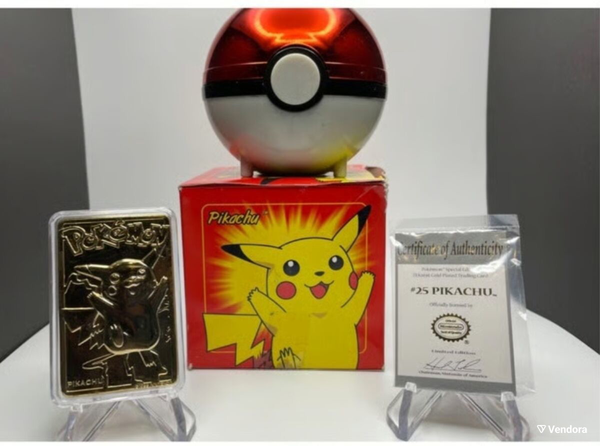 23 karat gold plated pokemon cards value pikachu Limited Edition Red 23K #25 Trading Card in Pokeball Novelty Toys Celebrate the legacy of your favorite tabletop game with this Pikachu V 2020 Pokemon Vivid Voltage Ultra Rare #43 PSA Authenticated 10 Card A 24-karat gold Pikachu anniversary
