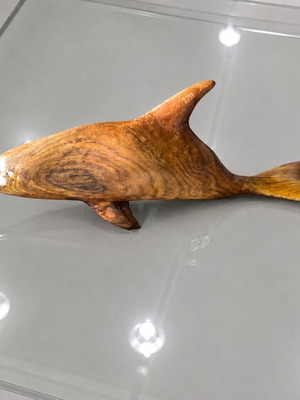 Wooden dolphin sculpture handmade, 23 cm, used