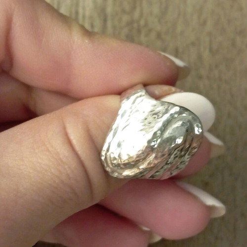 Silver hammered ring 925 new, size 58