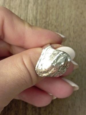 Silver hammered ring 925 new, size 58