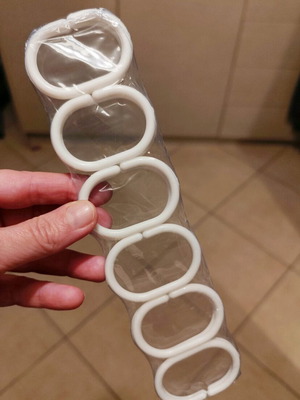 White Plastic Shower Curtain Rings Set of 12 New