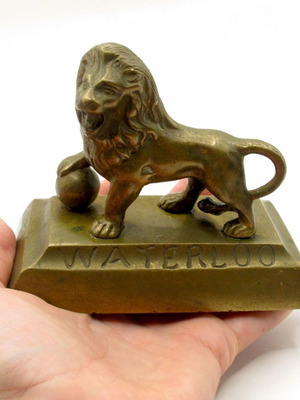 Antique Bronze Lion Statue Battle of Waterloo Belgium like new