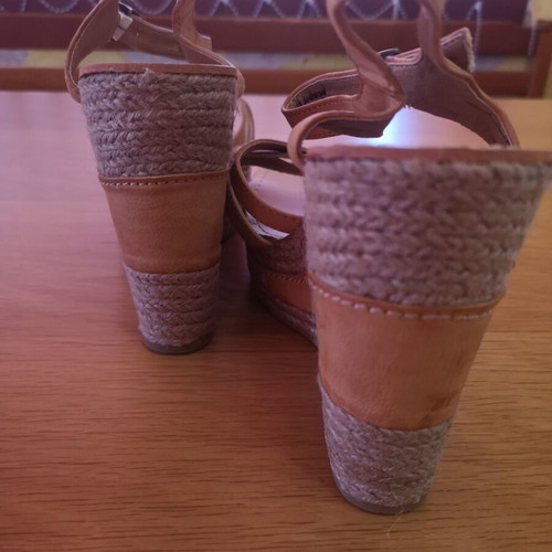 Platform sandals new, beige brown, size 38