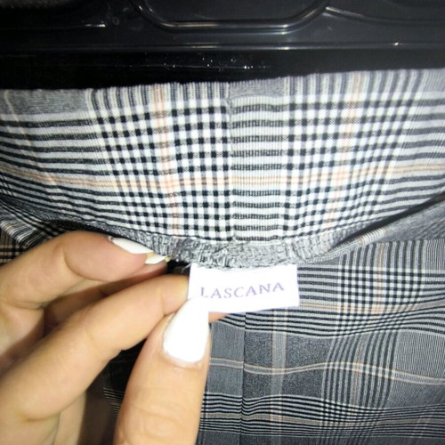 Lascana checked pants new, high-waisted, elastic, white and gray, small-medium