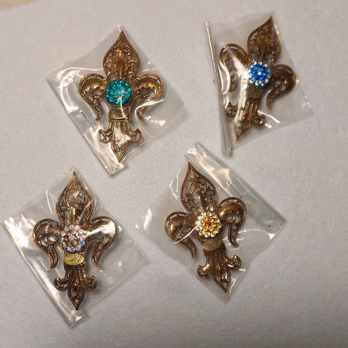 Bronze brooch handmade with Swarovski gold color, new