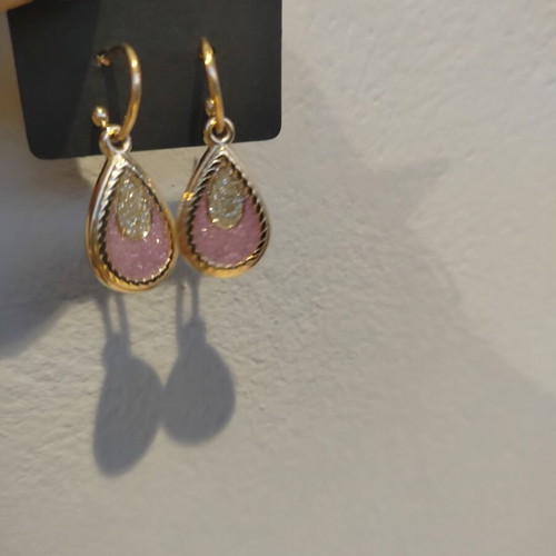 Mystery Summer Box 7 Earrings with Pink Glitter Drops and Steel Hearts