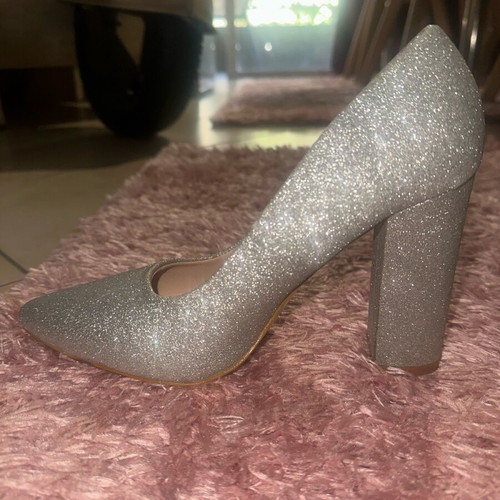 Bellucci silver glitter pumps no.38 new, 10cm heel
