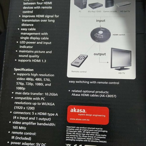 Akasa HDMI switch 1080p new