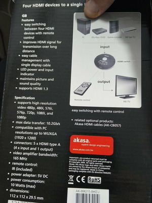 Akasa HDMI switch 1080p new