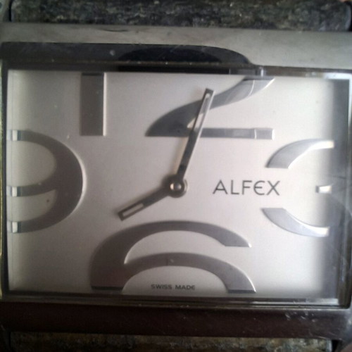 Alfex Swiss-Made watch used, silver, leather strap