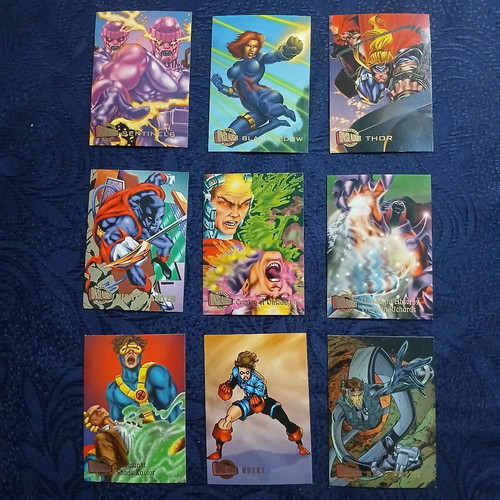 Marvel Onslaught Ultra 1996 card pack used, 9 cards
