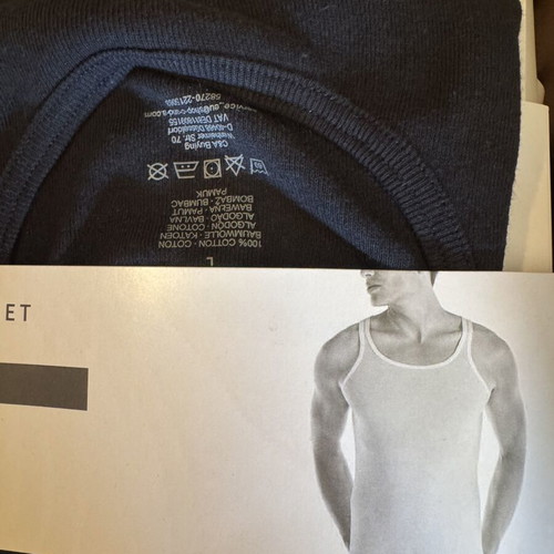 C&A Kaskorse Fine Rib Tank Tops 100% Cotton Pack of 3 New Black