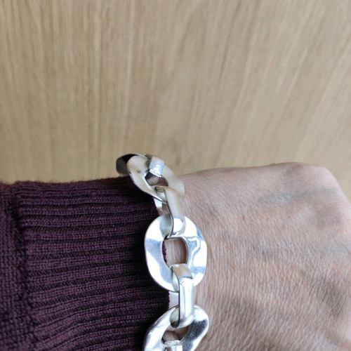 Silver-plated bracelet used, shiny, 19 cm length