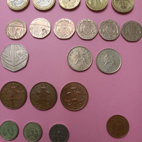 Collectible British coins used, pack of 21 pieces (1971-2017)