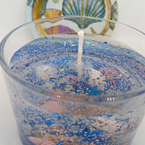 Gel candle Ocean Luxury handmade with gold leaf and Wood & Salt scent