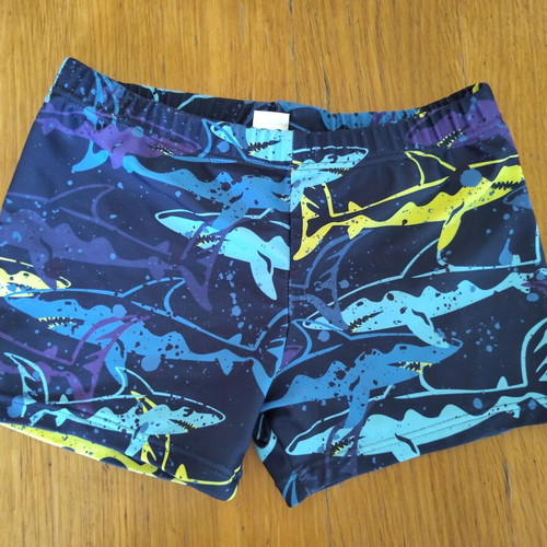 H&M boys' swim shorts used, size 5 years 110 cm, blue and yellow