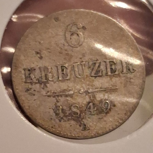 6 Kreuzer 1849 coin used from Austrian Empire