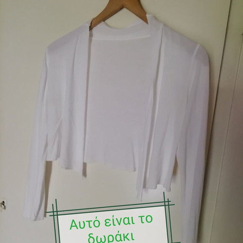 Elegance bolero crop tops, cotton ribbed, white and grey, size L