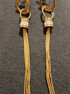 Dangling gold earrings like new with rhinestones
