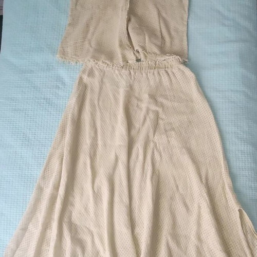 Yellow Linen Boho Set 2 Pieces Top & Skirt like new, Made in Italy