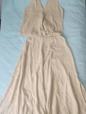 Yellow Linen Boho Set 2 Pieces Top & Skirt like new, Made in Italy