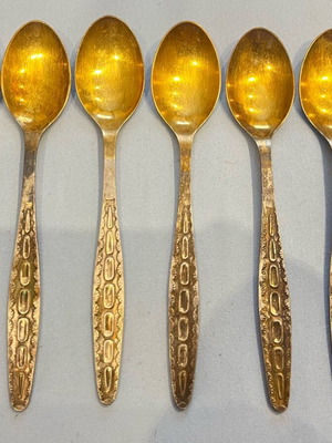 Set of 6 gold plated Soviet-era teaspoons like new, 1962