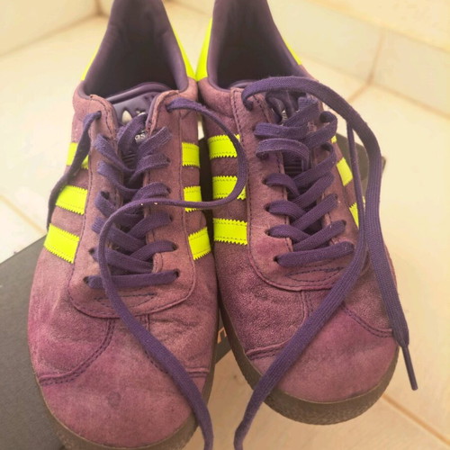 Adidas Gazelle sneakers size 38.5 used, green and purple