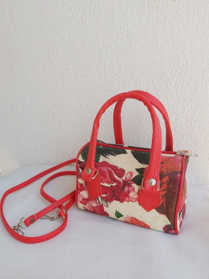 Τσάντα κυλίνδρου χιαστί σαν καινούργια, πολύχρωμη με λουλούδια