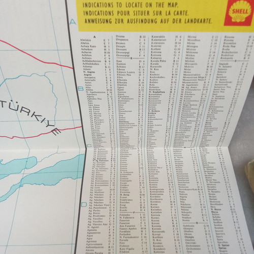 Shell Touring Hellas Roadmap used, 1960s Greece
