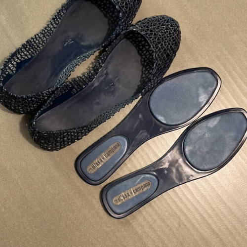Melissa + Campana summer ballerinas used, black-blue, size 39/38