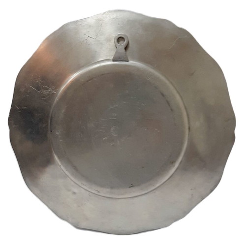 Decorative Pewter Plate with Real Dried Flowers under Resin, 30.5 cm, 1960s