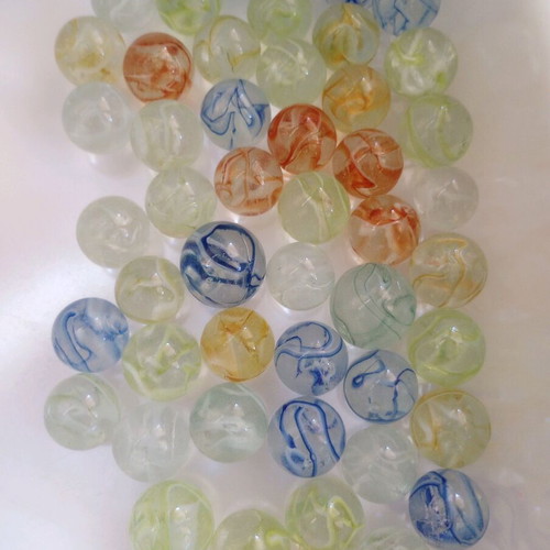 Glass marbles new, pack of 50 pieces from the 1970s