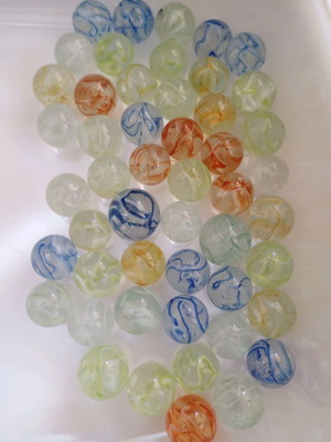 Glass marbles new, pack of 50 pieces from the 1970s