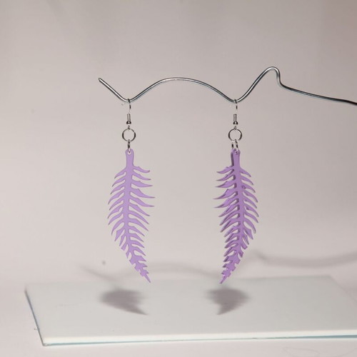 Earrings made of recycled plexiglass "Great Leaf" new, 8cm with surgical steel hooks