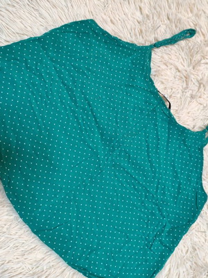 Spaghetti strap top used, size Small, green
