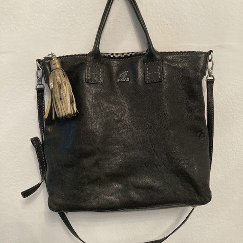Hogan black leather tote bag used with detachable strap