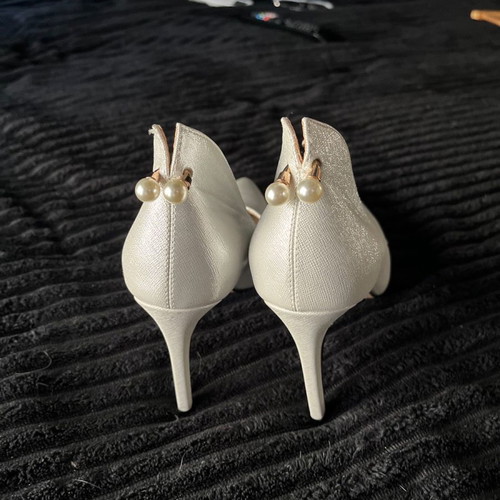 Silver high heels new with piercing, leather, size 38