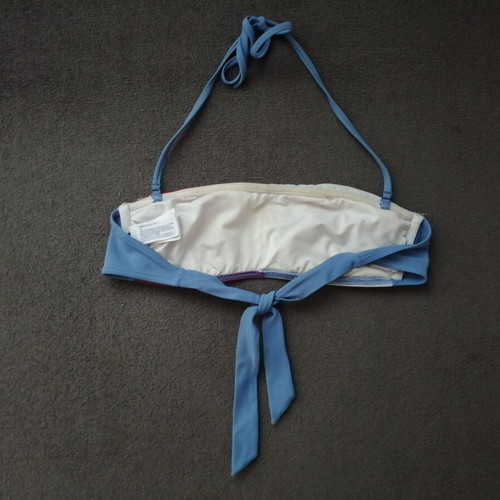 Tommy Hilfiger women's bandeau bikini top XS, white red light blue