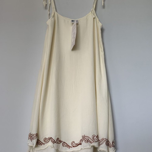 Dress with embroidery new, viscose, ivory color, size M