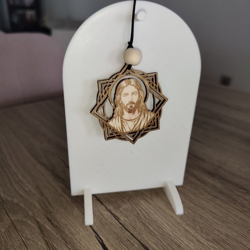 Handmade Car Charm with Jesus Christ engraving, new
