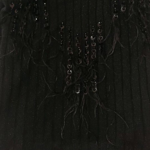 Zara knitted top new, black with beads and feathers, size M