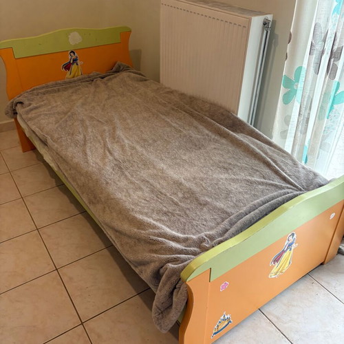 Children's bed with mattress used, wooden