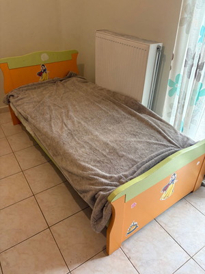 Children's bed with mattress used, wooden