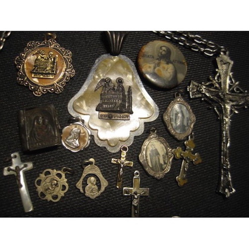 Crosses used, 5 amulets, 1 pendant, 8 from Tinos and Jerusalem